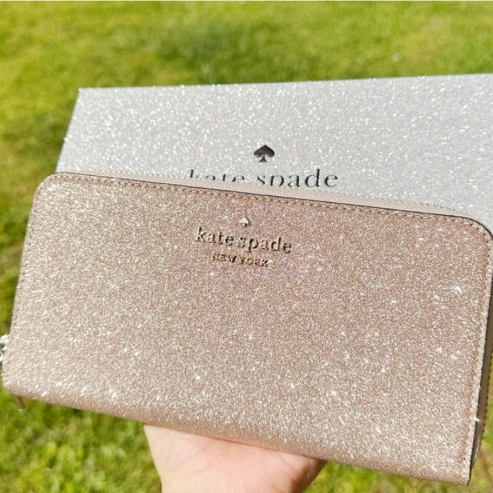 New Never Used Kate Spade Pink Rose Zipper Wallet W Box & Tags